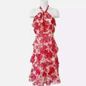Chelsea28 Nordstrom Pink & Red Floral Off Shoulder Midi Dress Size XL